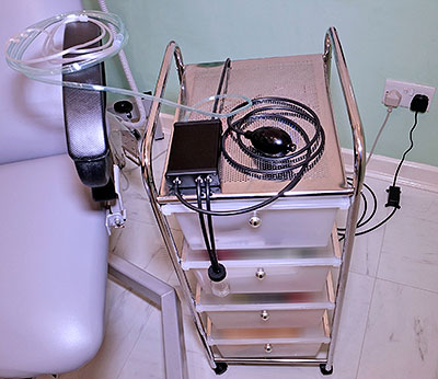 The nasal cannula aromas pump system set up ready for use